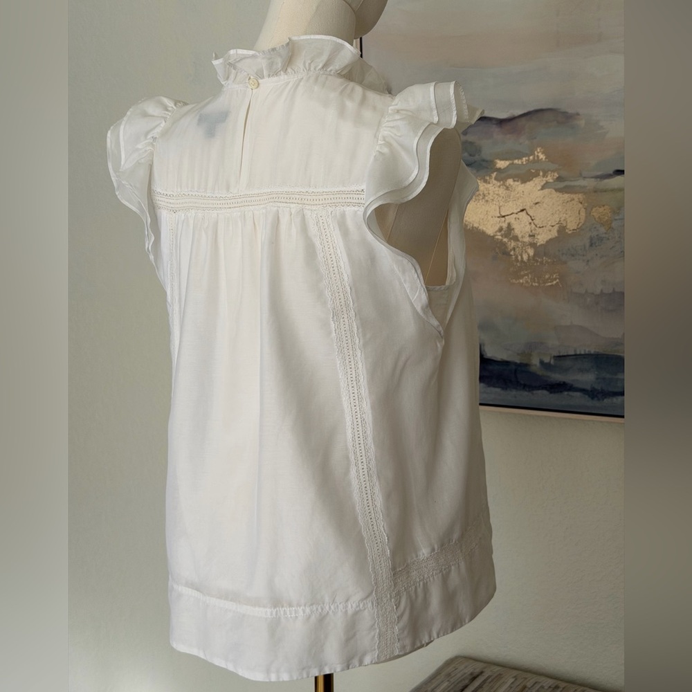 J. Crew Re-Imagined White Cotton/Silk Blouse - Picture 6 of 16